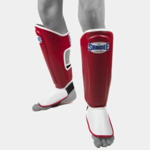 Sandee Kids Authentic Red & White Synthetic Shin Guards